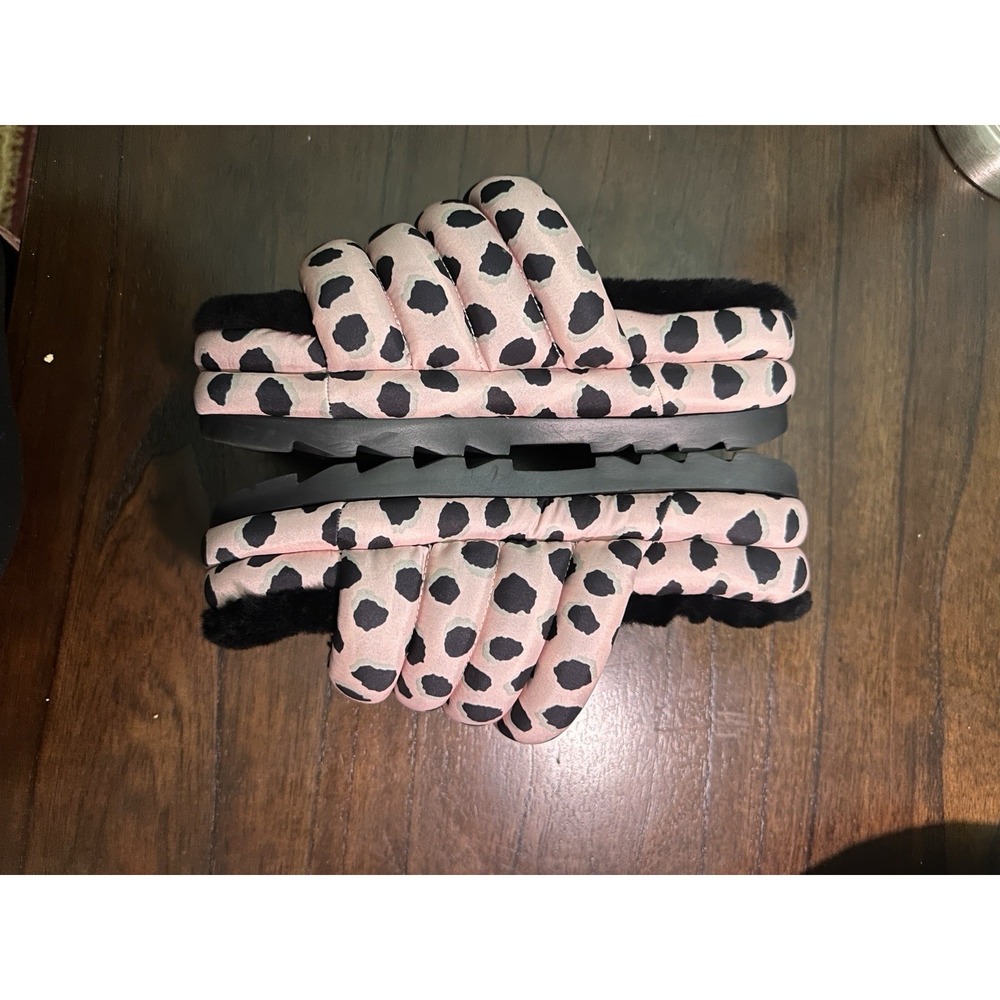 UGG Puft Maxi Slide Platform Cheetah Print Slippers Sandals Pink Womans US 9